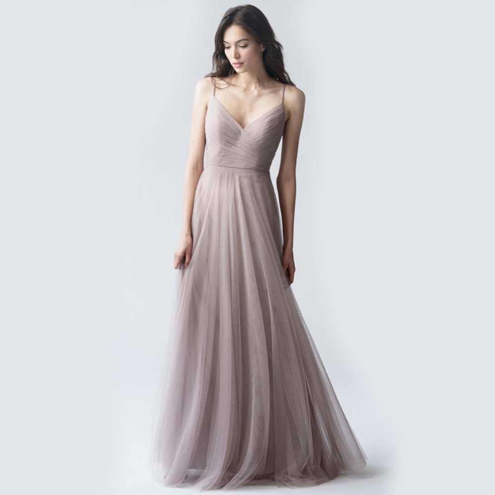 Jenny Yoo Tulle Mink Grey Formal Dress